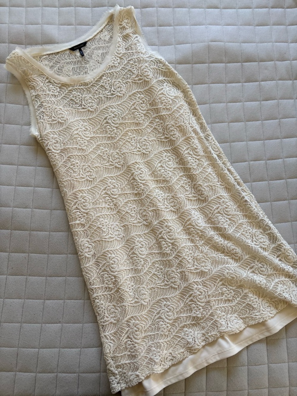 Daisy Fuentes Women’s Ivory Floral Lace Mini Dress with Slip - Size L
